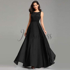 Modest Lace Chiffon Evening Prom Dress - 2 / Black - Prom Dresses