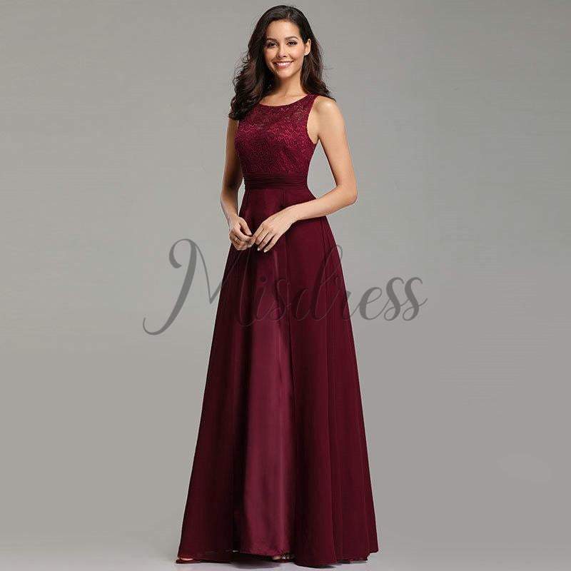 Modest Lace Chiffon Evening Prom Dress - Prom Dresses