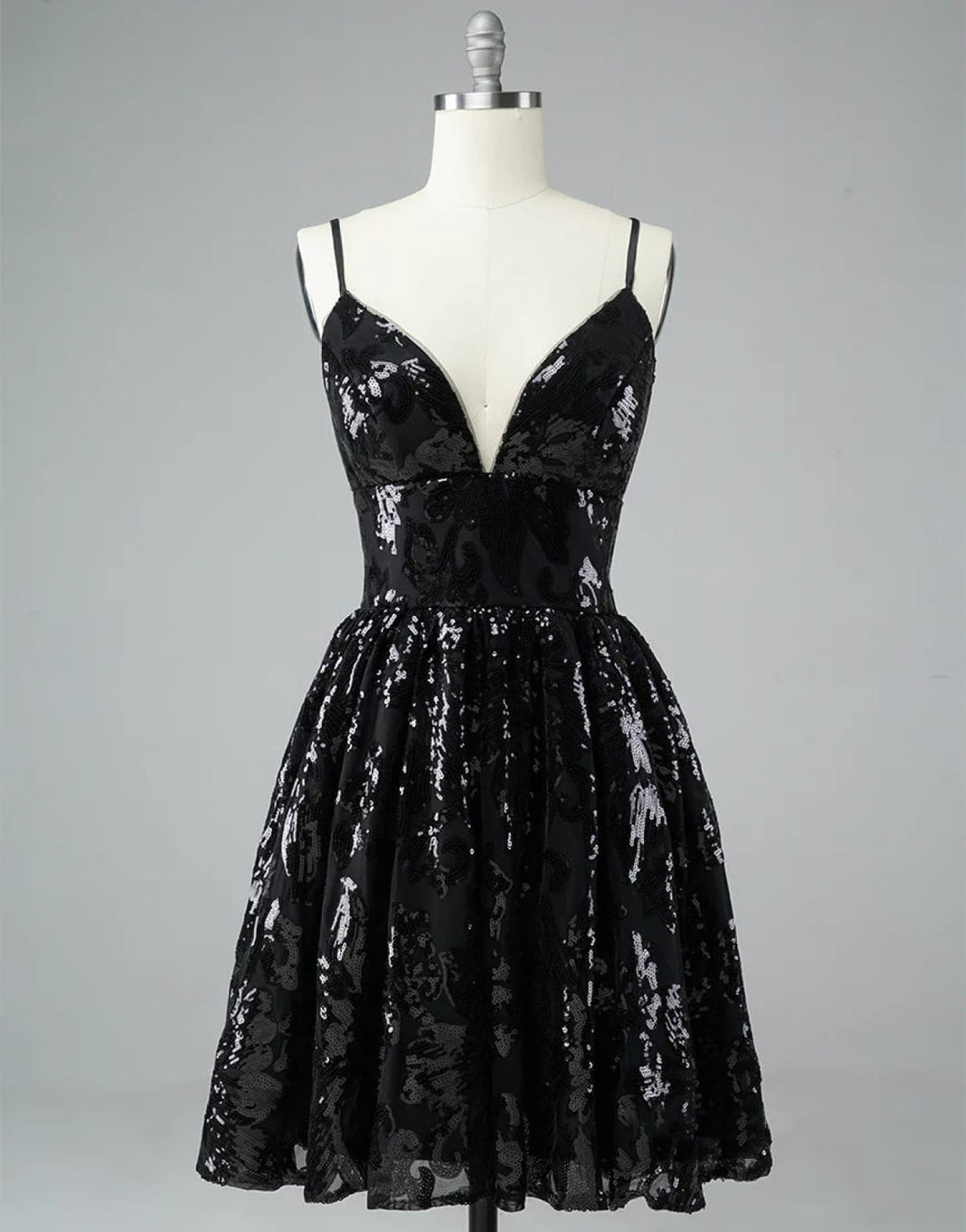 black lace sparkle dress Black Tulle Long A-Line Prom Dress, Black Party Dress with Sequins US 12 / Black