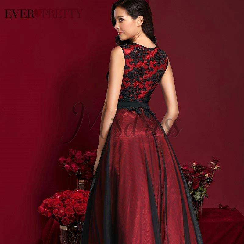 Scoop Neck Lace Tulle Evening Prom Dress - Prom Dresses