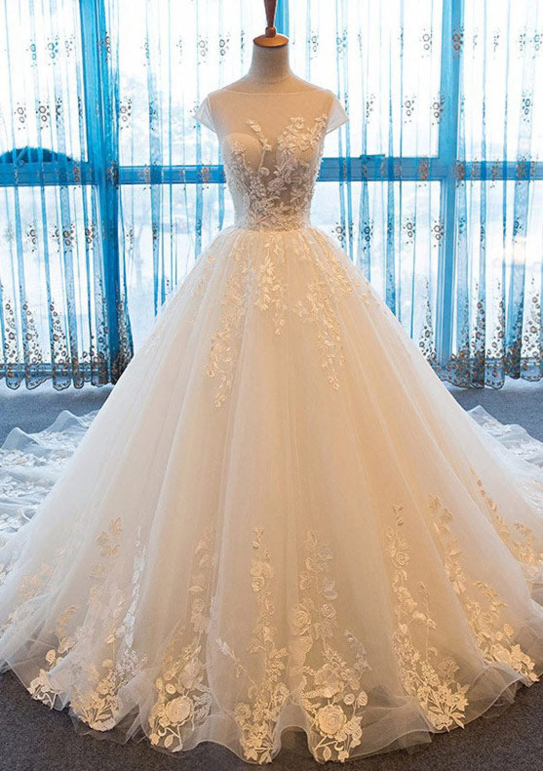 princess wedding dresses with cap sleeves Classic Princess Ballgown with Cap Sleeves