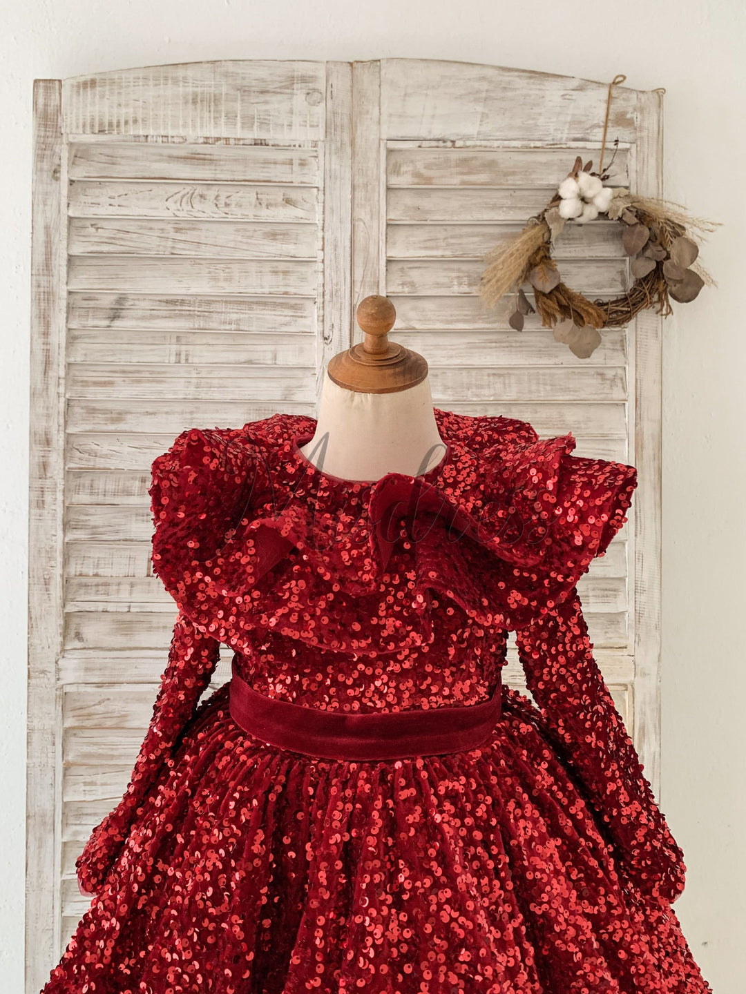 burgundy dress kids Baby Solange Dress Set in Burgundy Tulle 6-9M