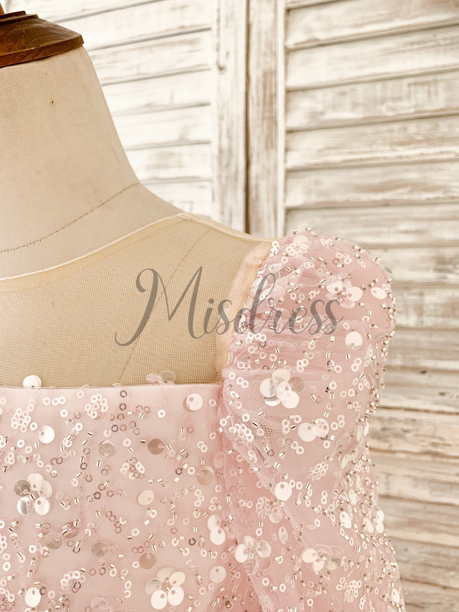 Long Sleeves Pink Crystal Beaded Wedding Flower Girl Dress Birthday Party