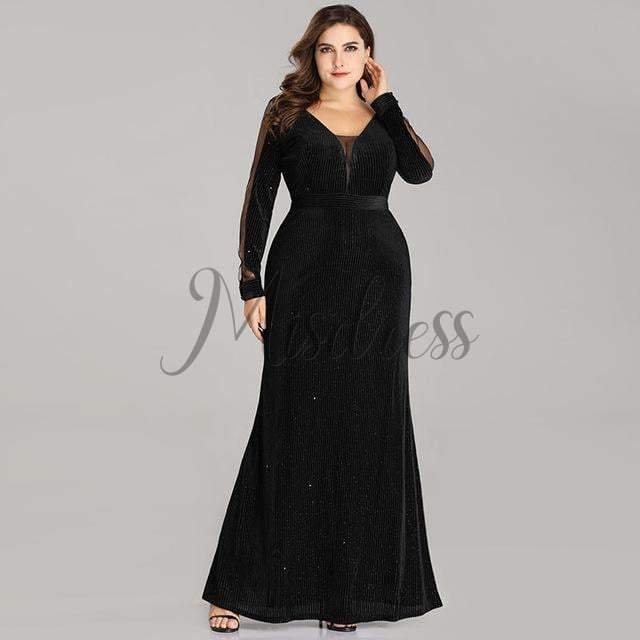 Long Sleeves Velvet Tulle Plus Size Black & Burgundy Evening Party Dress 4 / Dark Green Long Sleeves Velvet Tulle Plus Size Black & Burgundy Evening Party Dress 4 / Dark Green