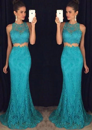 Trumpet/Mermaid Sleeveless Bateau Sweep Train Lace Prom