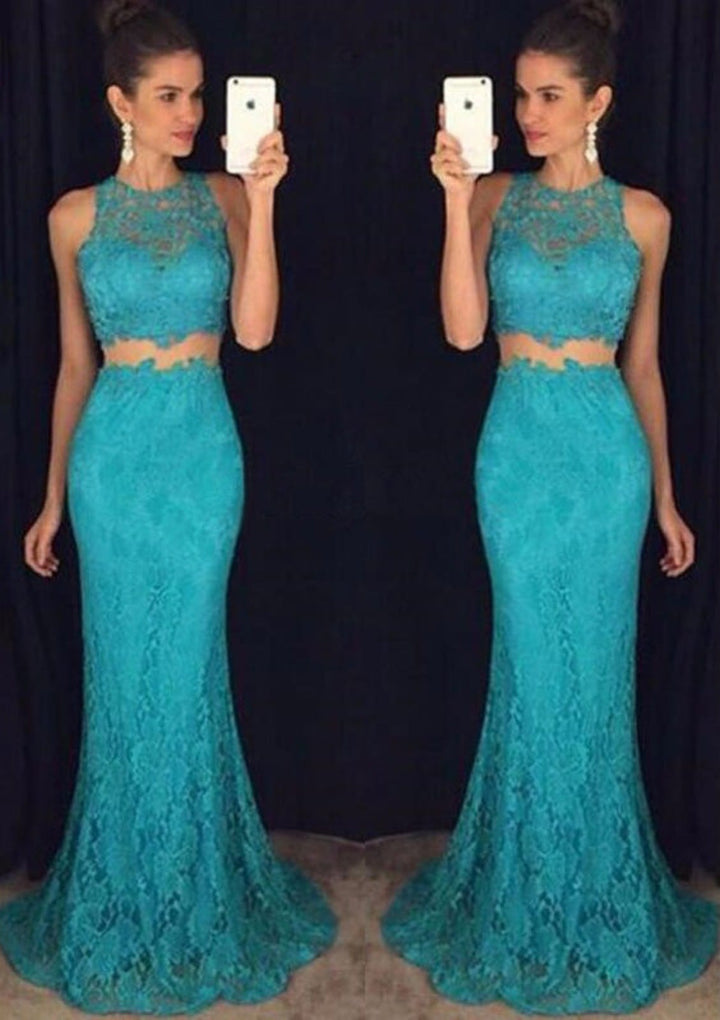 Trumpet/Mermaid Sleeveless Bateau Sweep Train Lace Prom