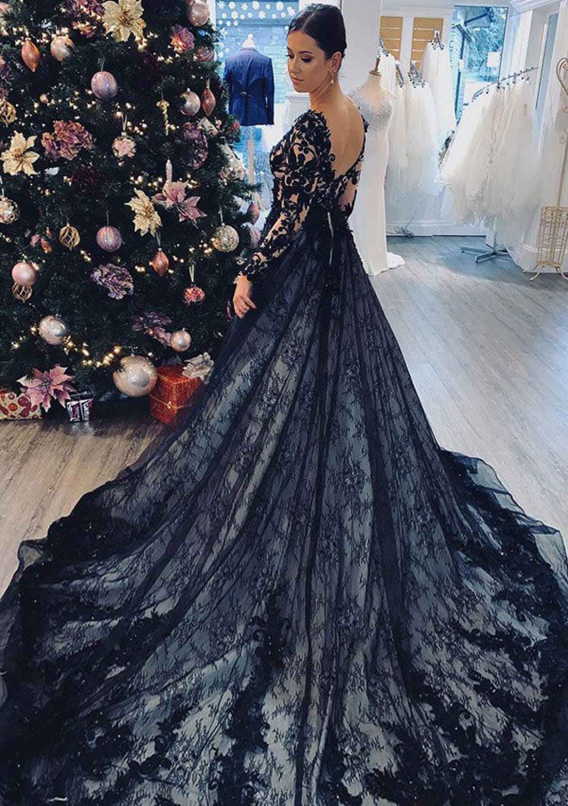 black lace wedding dress V Neck Long Sleeve Chapel Train Color:Pearl Pink Velvet Clothing ASOS Design - Maxi chic and infinitely sexy