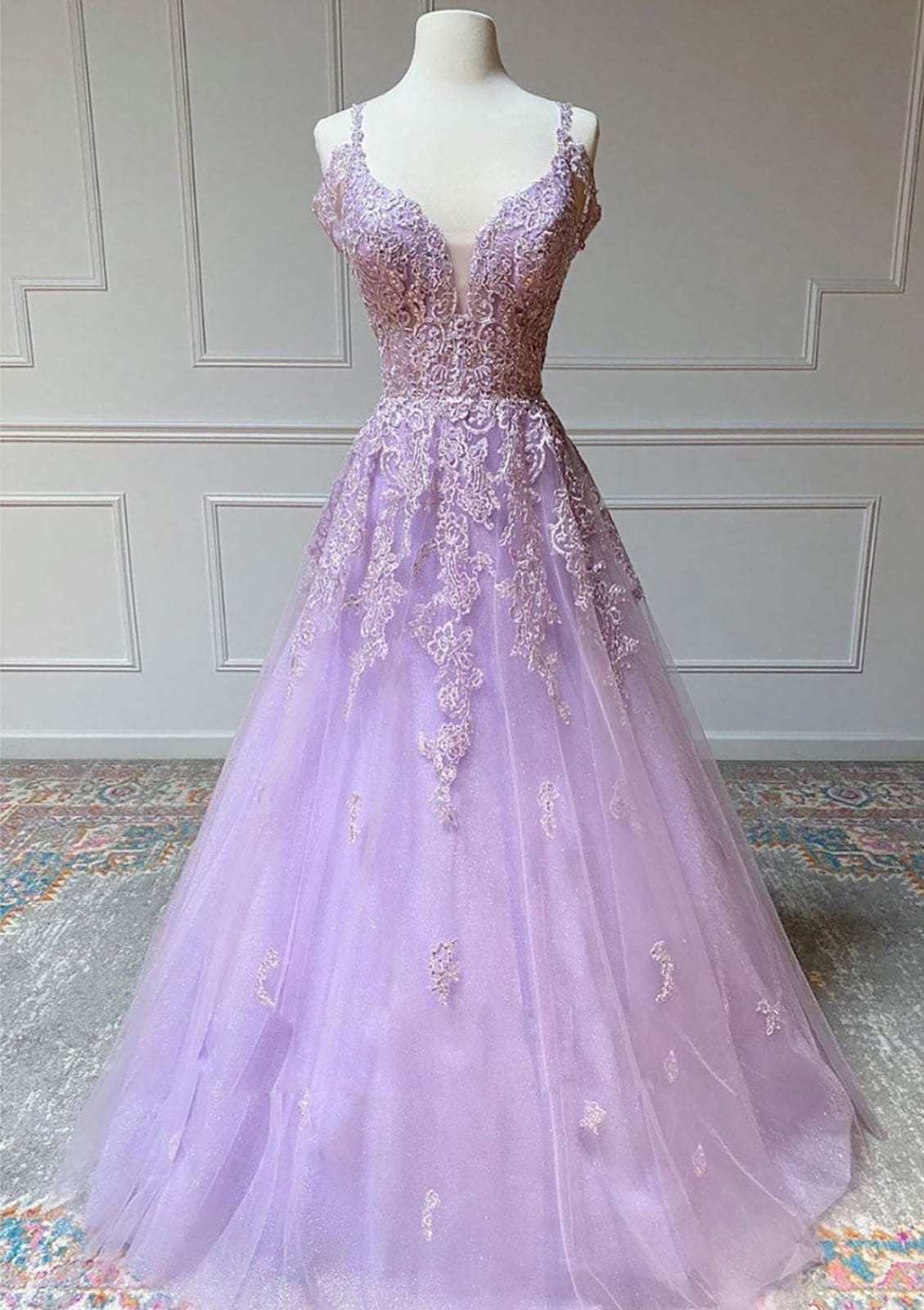 Princess Off Shoulder Open Back Long Lilac Prom Dress Formal
