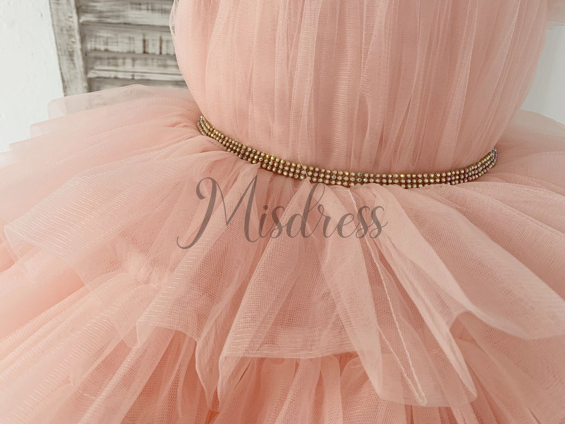 Blush Pink Cupcake Tulle Wedding Flower Girl Dress Kids Party Dress