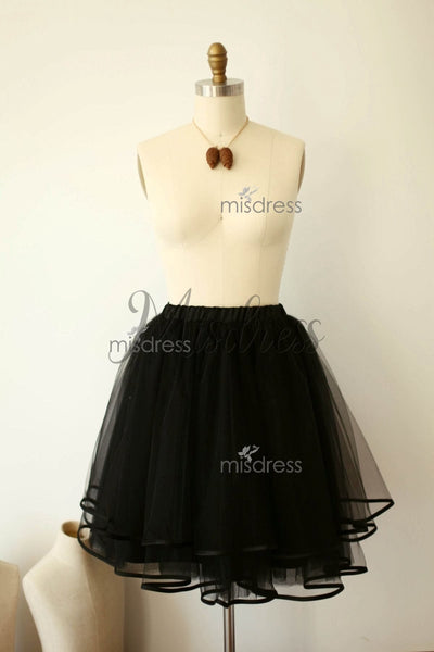 Black Tulle Satin Edge Skirt/Short Woman Skirt - Skirts