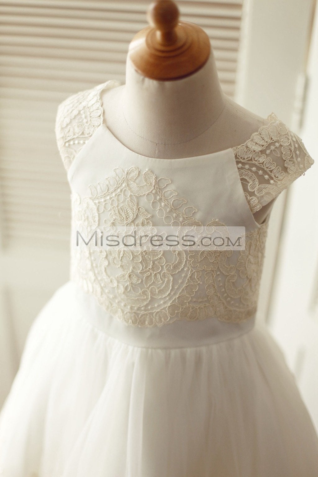 Cap Sleeves Champagne Lace Ivory Tulle Wedding Flower Girl Dress - Flower Girl Dresses