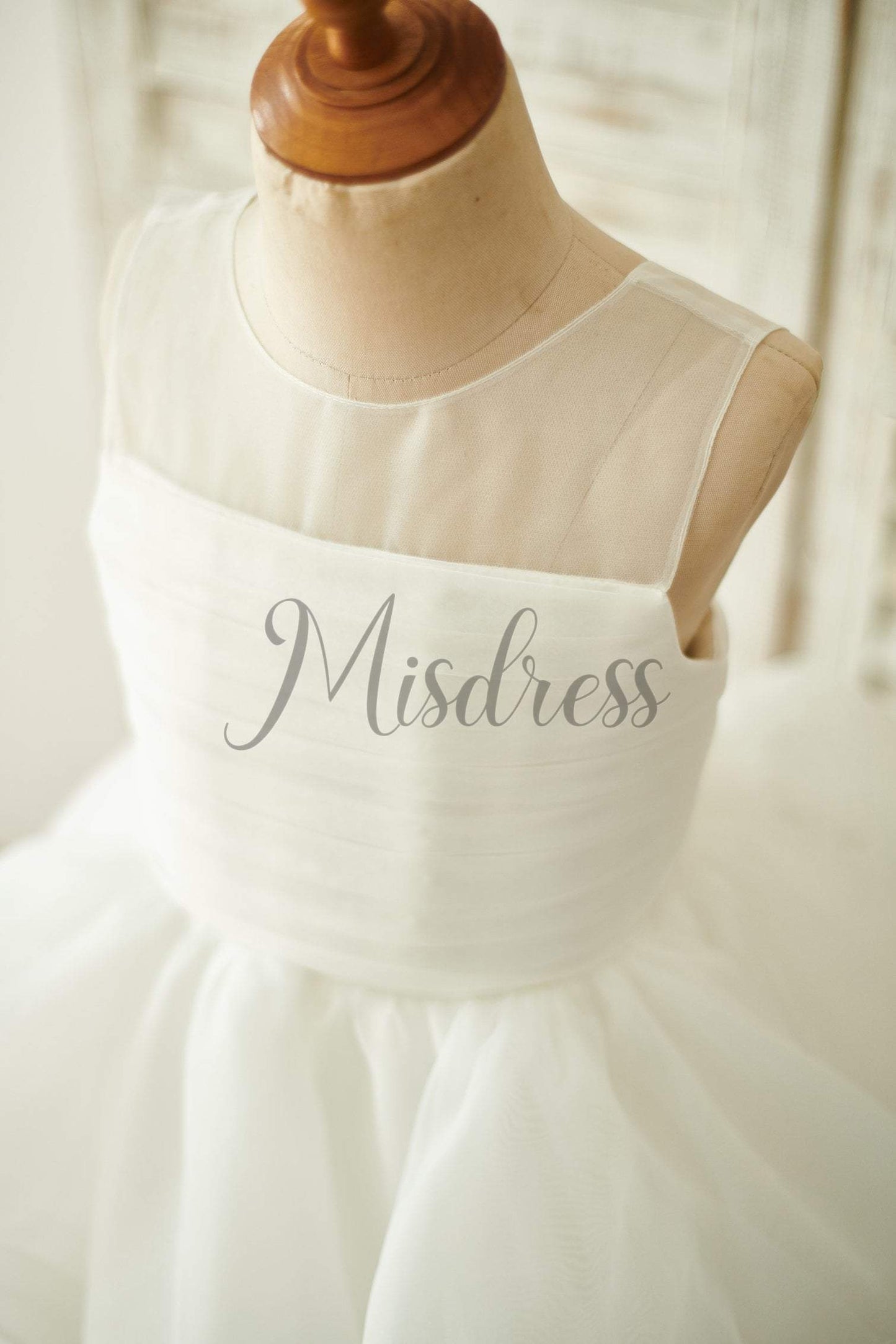 Ivory Organza V Back Wedding Flower Girl Dress - Flower Girl Dresses
