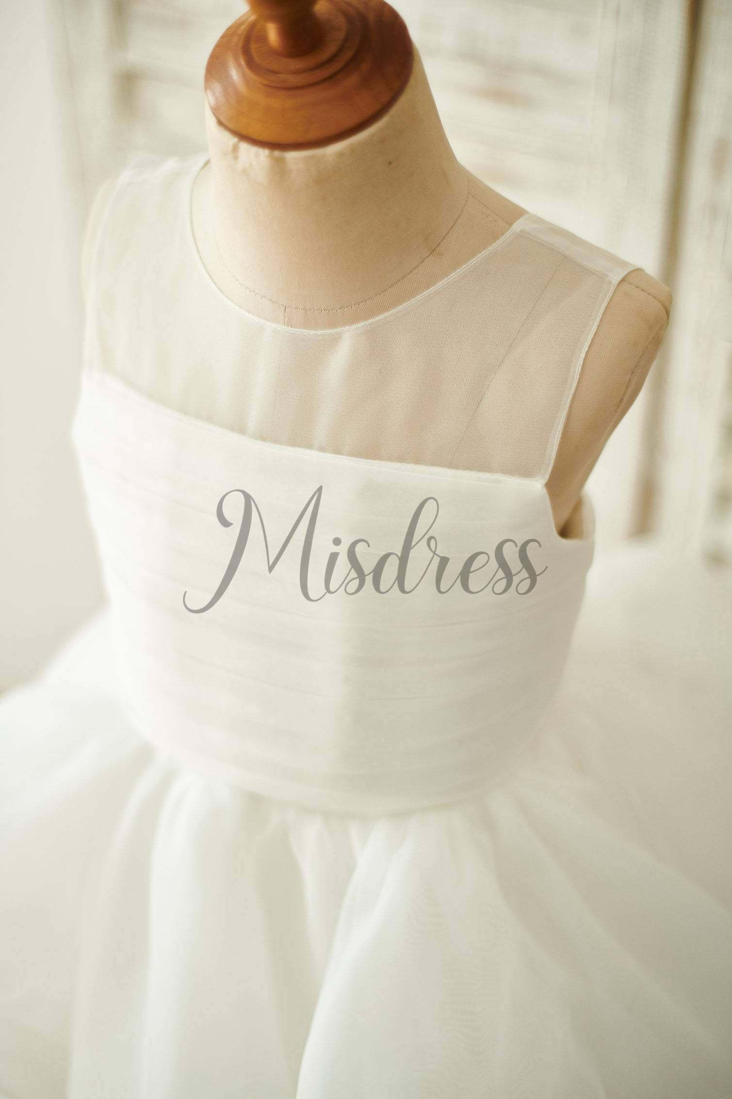 Ivory Organza V Back Wedding Flower Girl Dress - Flower Girl Dresses