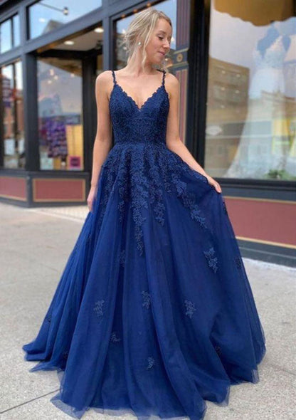 Princess Scalloped Neck Backless Lace-up Long Tulle Prom 
