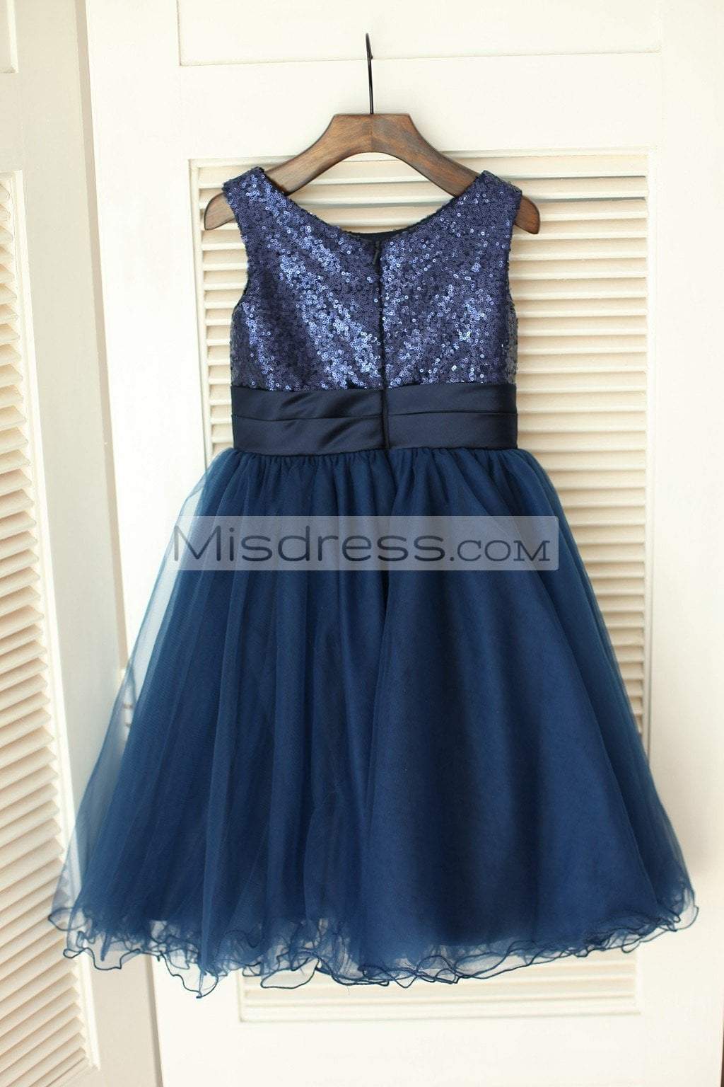 Navy Blue Sequin Tulle Wedding Flower Girl Dress - Flower Girl Dresses