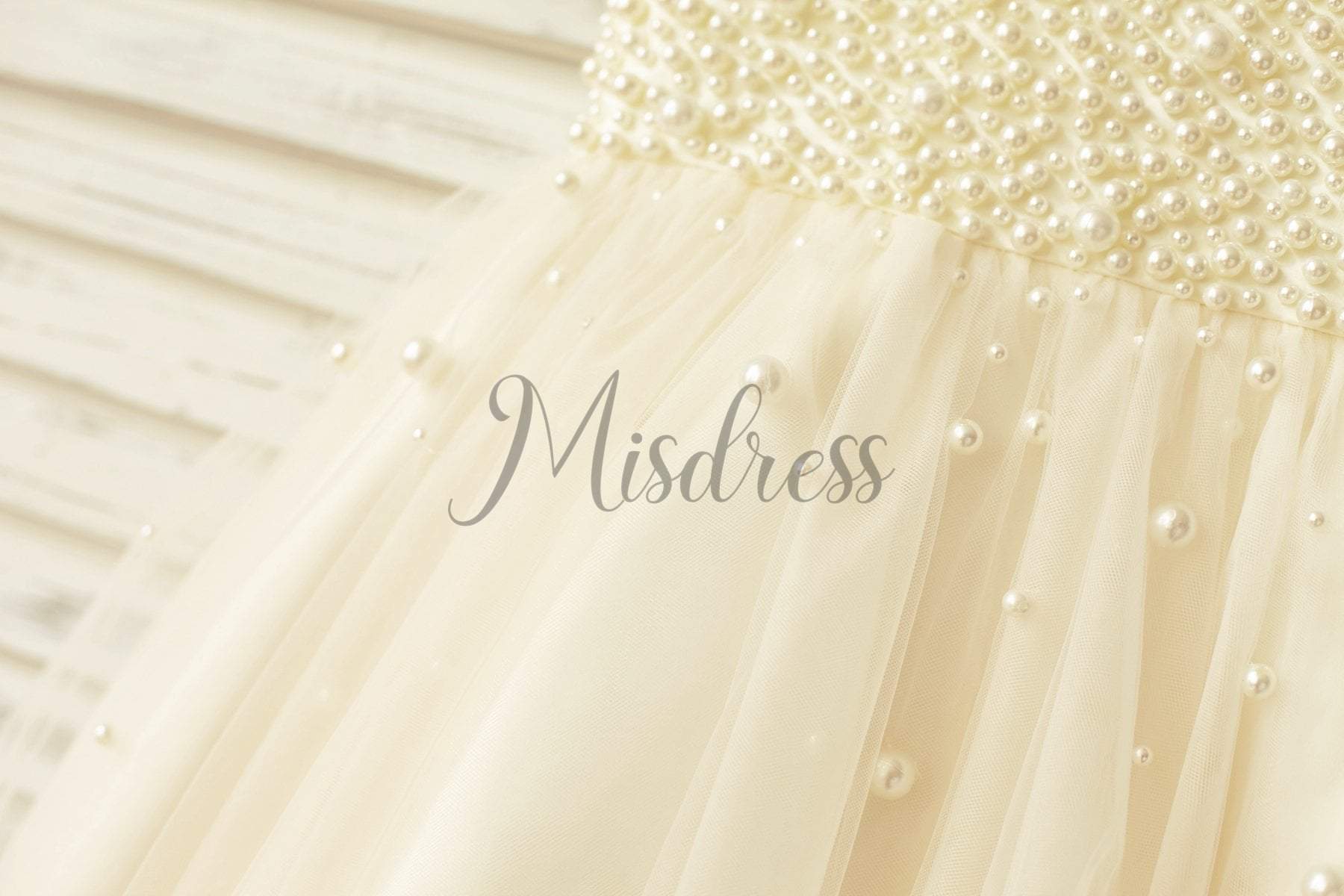 V Neck Champagne Tulle Pearl Beaded Flower Girl Dress - Flower Girl Dresses
