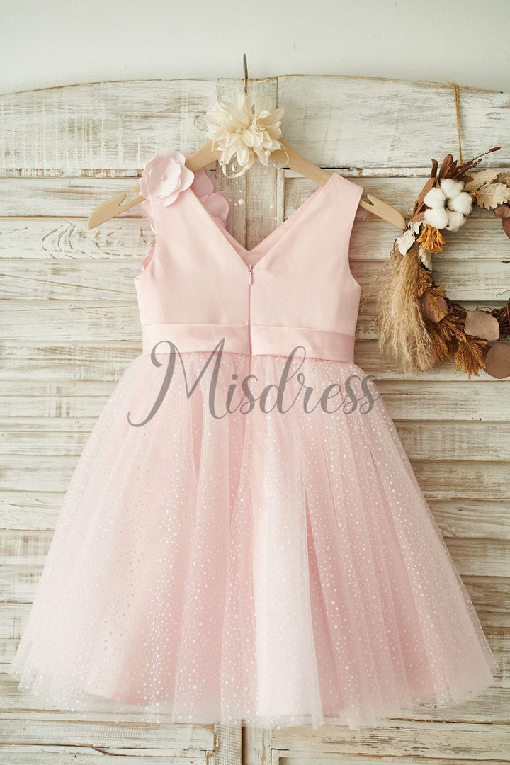 Princess V Neck Pink Satin Tulle Short Wedding Party Flower Girl Dress 2T --- Chest = 21 inches/ Waist = 20 inches/ Hollow to Knee = 21.5 Inches Princess V Neck Pink Satin Tulle Short Wedding Party Flower Girl Dress 2T --- Chest = 21 inches/ Waist = 20 inches/ Hollow to Knee = 21.5 Inches