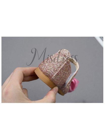 Purple/Pink/Gold Bowknot Sequin Wedding Flower Girl Shoes Kids Baby Princess Shoes