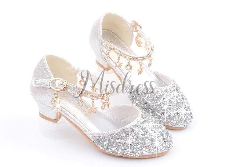 Princess Silver Sheer Floral Women's Heeled Shoes. Special 