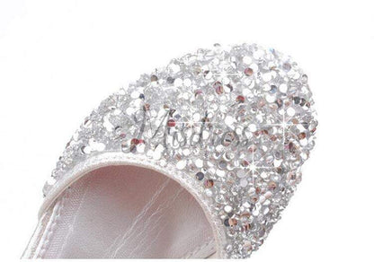 Purple/Silver/Pink Sequin Rhinestone Sandals Wedding Flower Girl Shoes High Heels Princess Dancing Shoes
