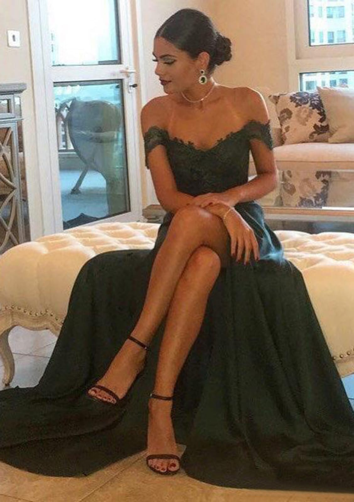 Elastic Satin Prom Dress A-Line/Princess Off-The-Shoulder
