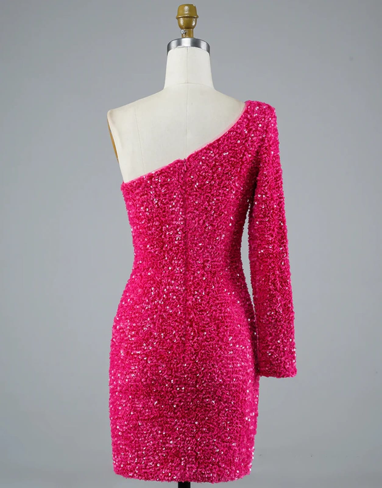 Sexy Glitter One Shoulder Single Sleeve Sequin Homecoming 