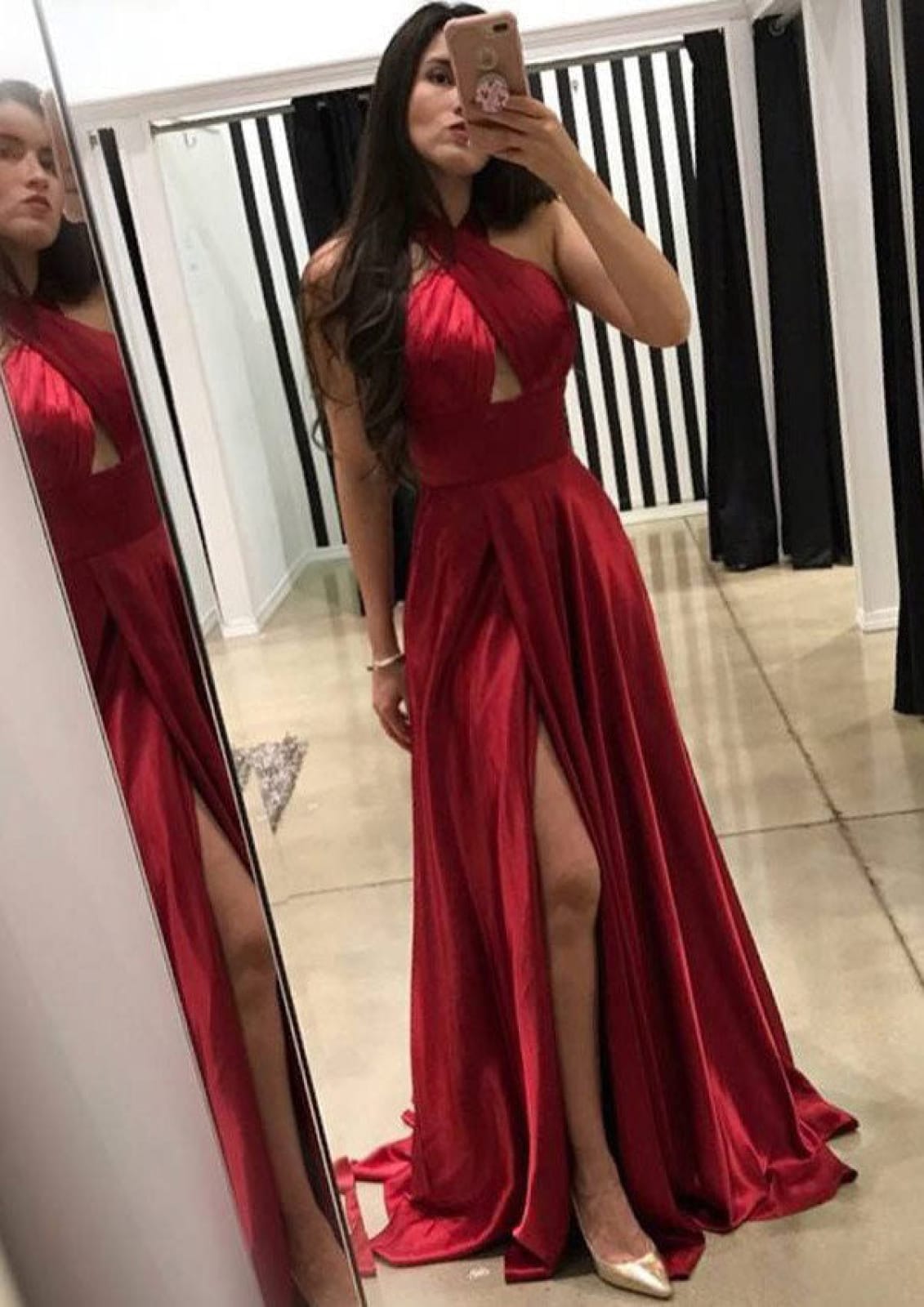 Sexy A-line Cross Halter Sleeveless Sweep Train Slit 