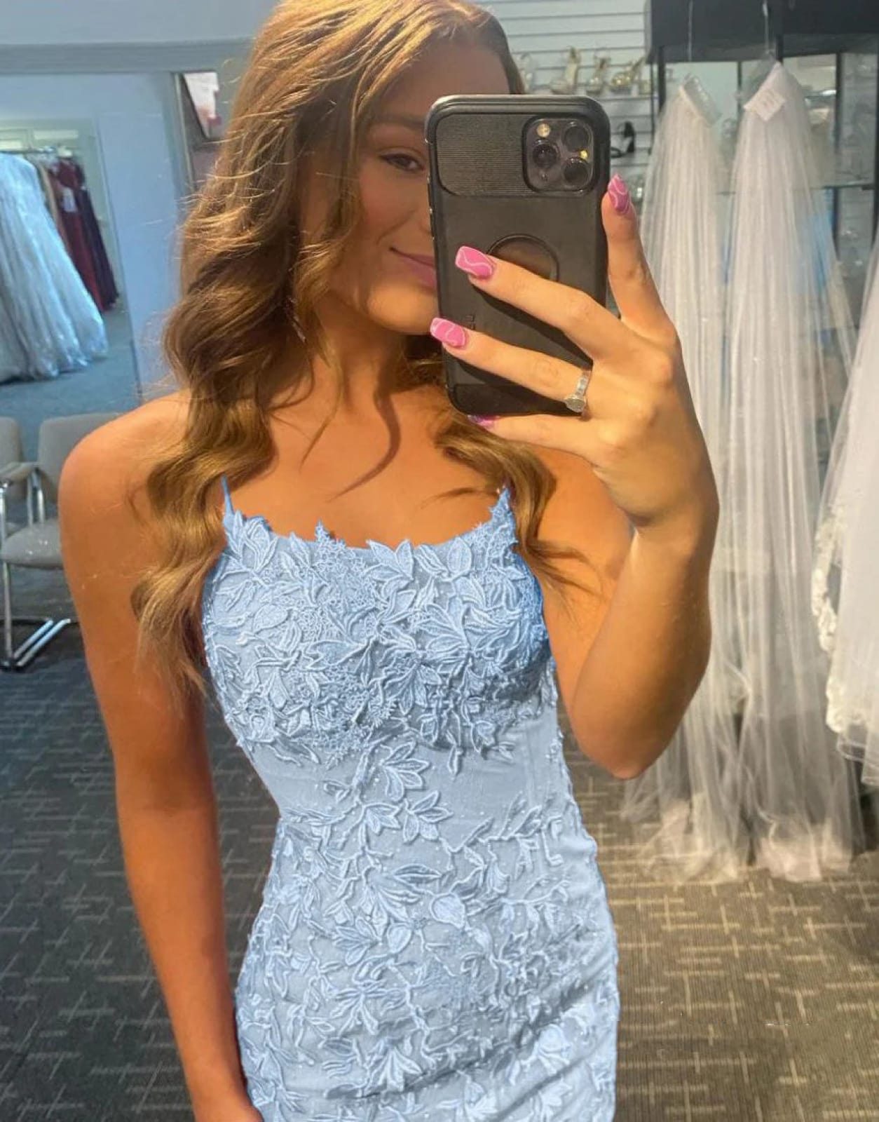 Sheath Lace Spaghetti Straps Backless Short Mini Homecoming 