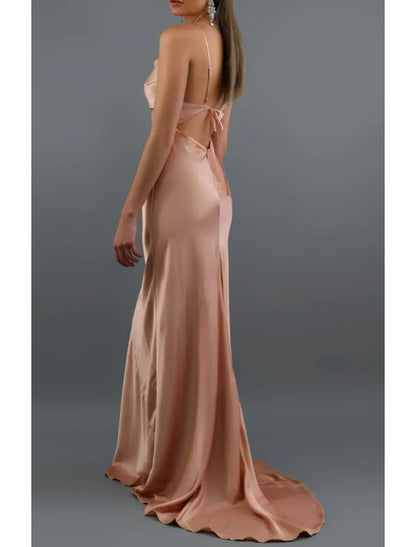 Sheath/Column Spaghetti Straps Sleeveless Sweep Train 