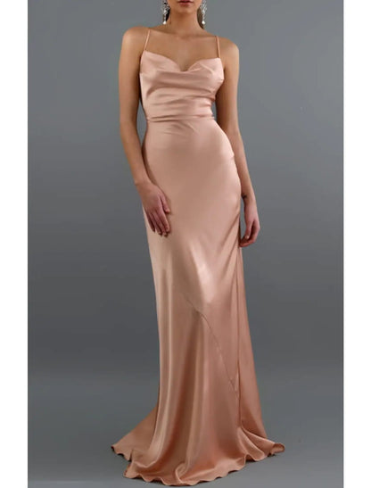 Sheath/Column Spaghetti Straps Sleeveless Sweep Train 