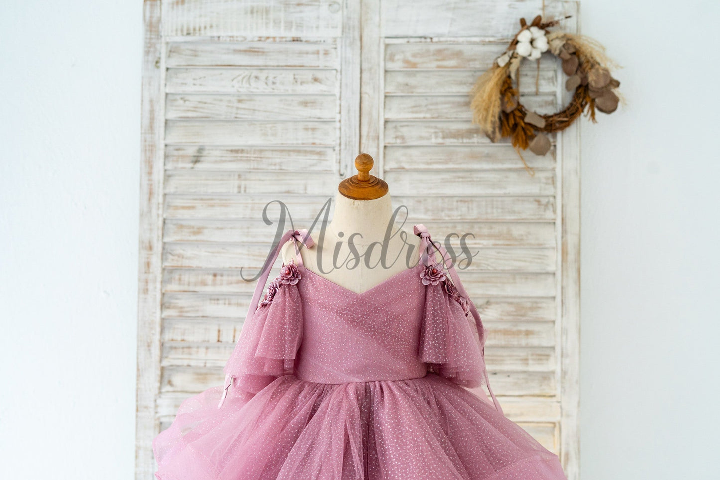 Silver Gray Glittering Tulle Spaghetti Straps V Back Wedding Flower Girl Dress Kids Party Dress