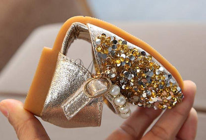 Silver/Gold/Pink Beaded Flower Girl Shoes Baby Dancing Kids Sandals Wedding Shoes