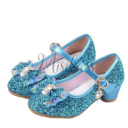 Silver/Gold/Pink Sequin Glitter Leather Wedding Princess Flower Girl Shoes Baby Kids Party Shoes - EU Size 26 / Blue