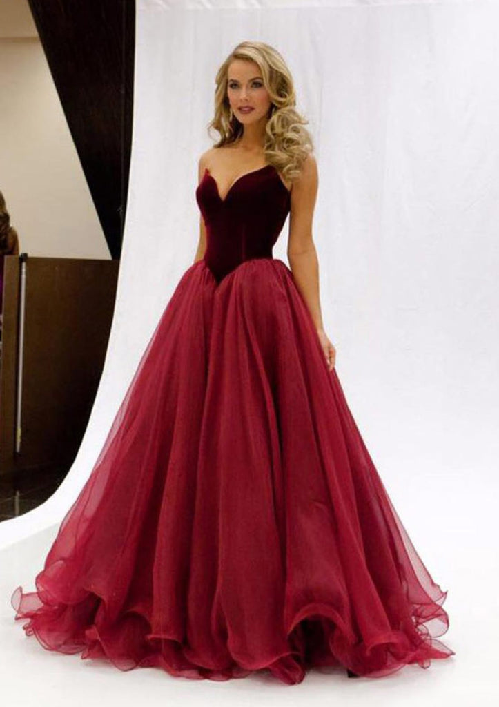 crimson prom dress Arielle Red Sheath Strapless Corset Satin Prom Dress with Slit and Appliques Red / 00