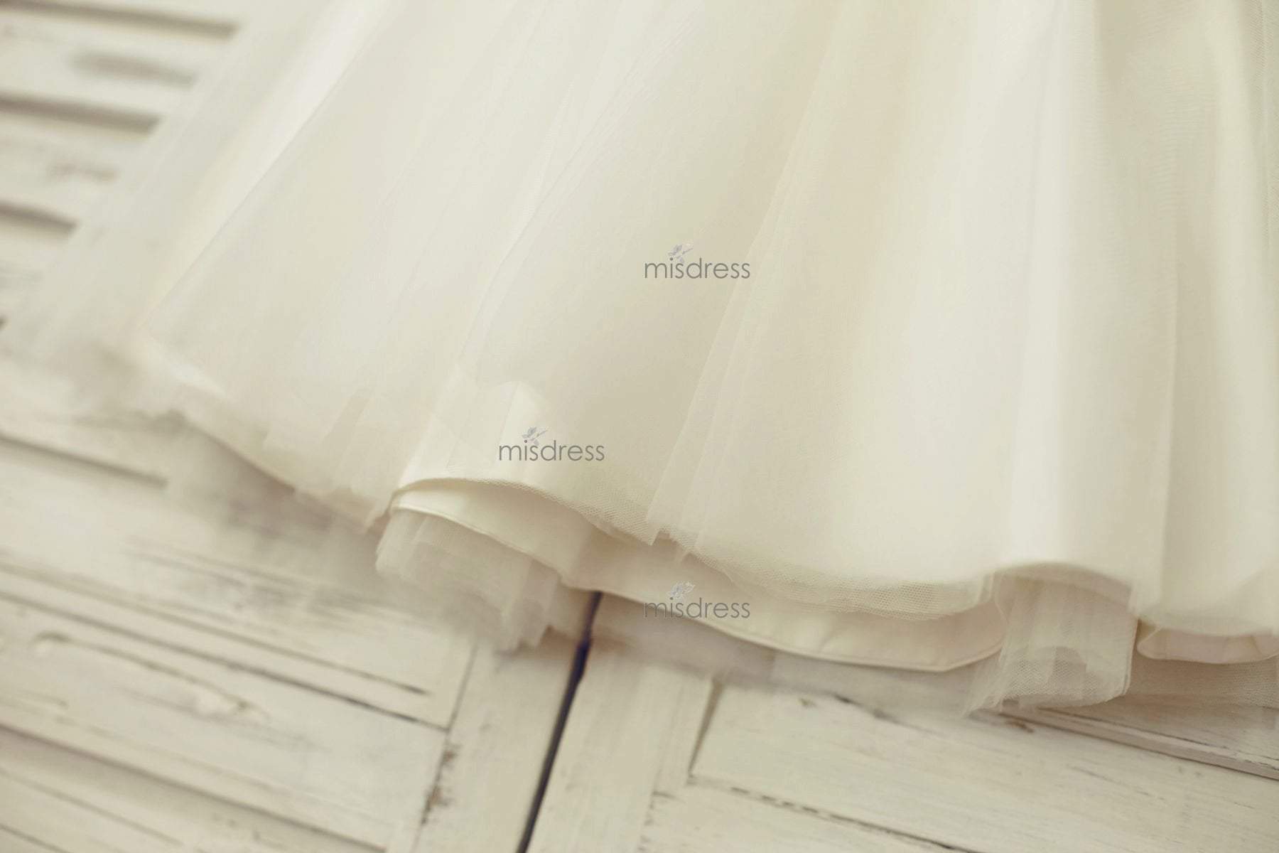 Thin Straps Champagne Sequin Tulle Flower Girl Dress With Navy Blue Belt - Flower Girl Dresses