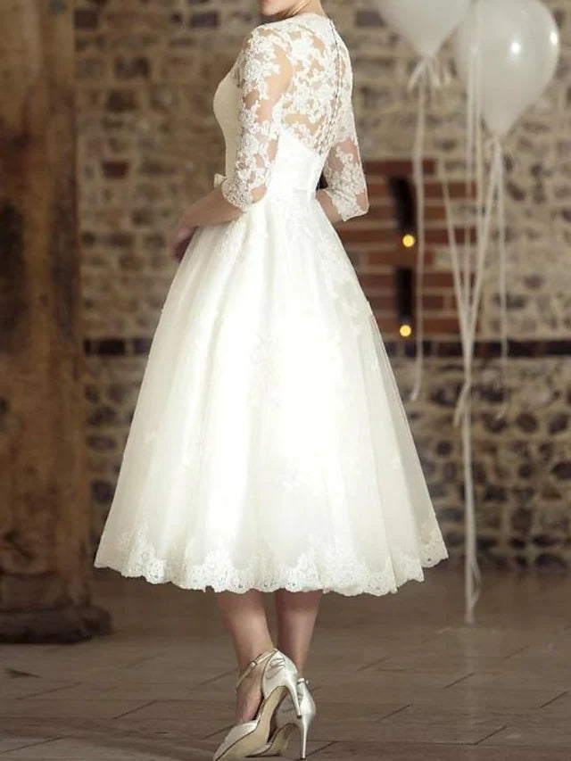 scalloped v-neck lace and tulle wedding dress V Neck Floral Lace Wedding Dress Fit & Flare Mermaid Ivory XL Dahlia by Grace Loves Lace